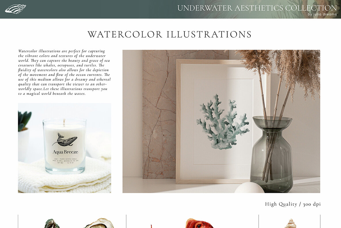 Underwater Watercolor Ocean Collection 8