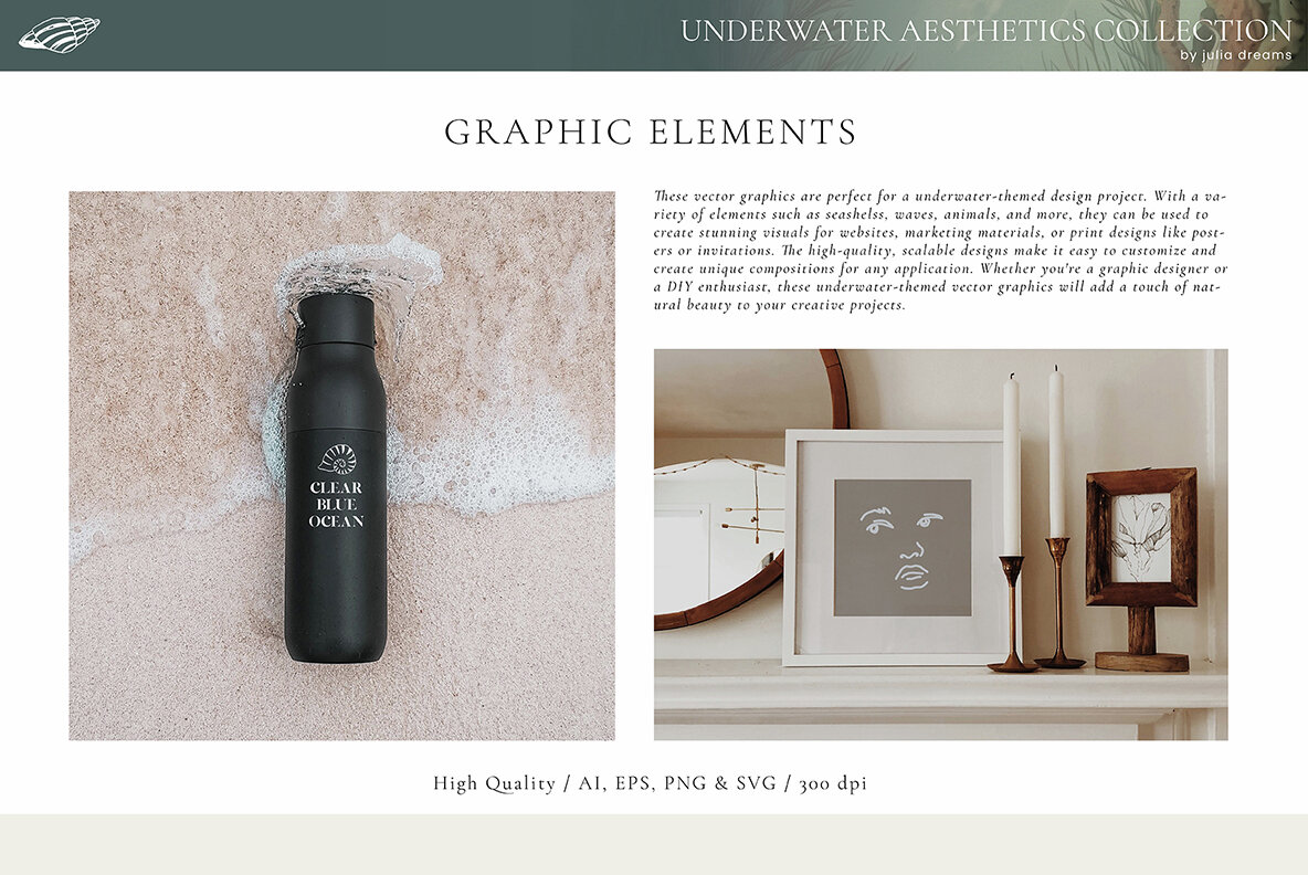 Underwater Watercolor Ocean Collection 10