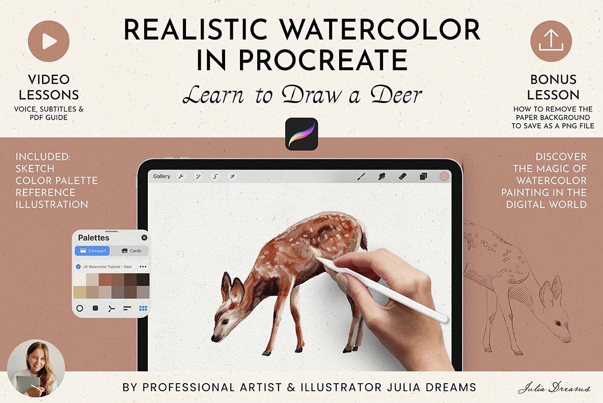 Realistic Watercolor in Procreate Tutorial Deer 1