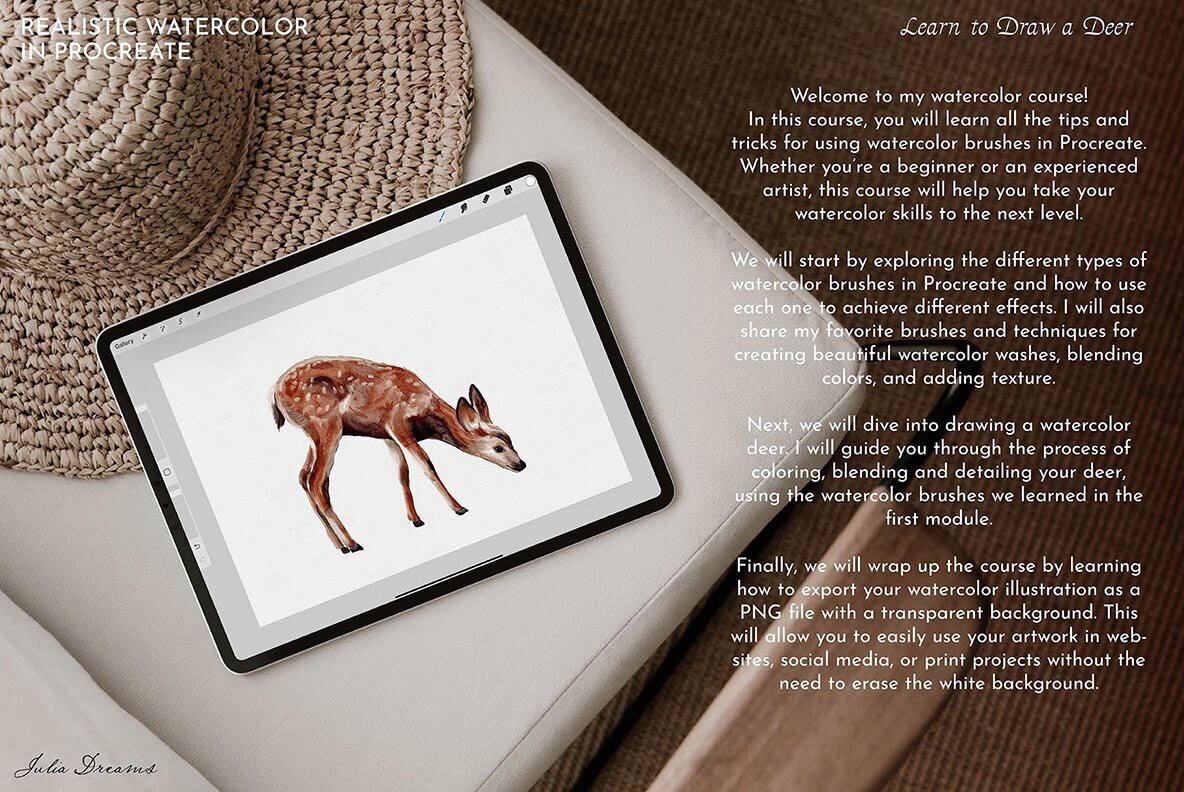 Realistic Watercolor in Procreate Tutorial Deer 2