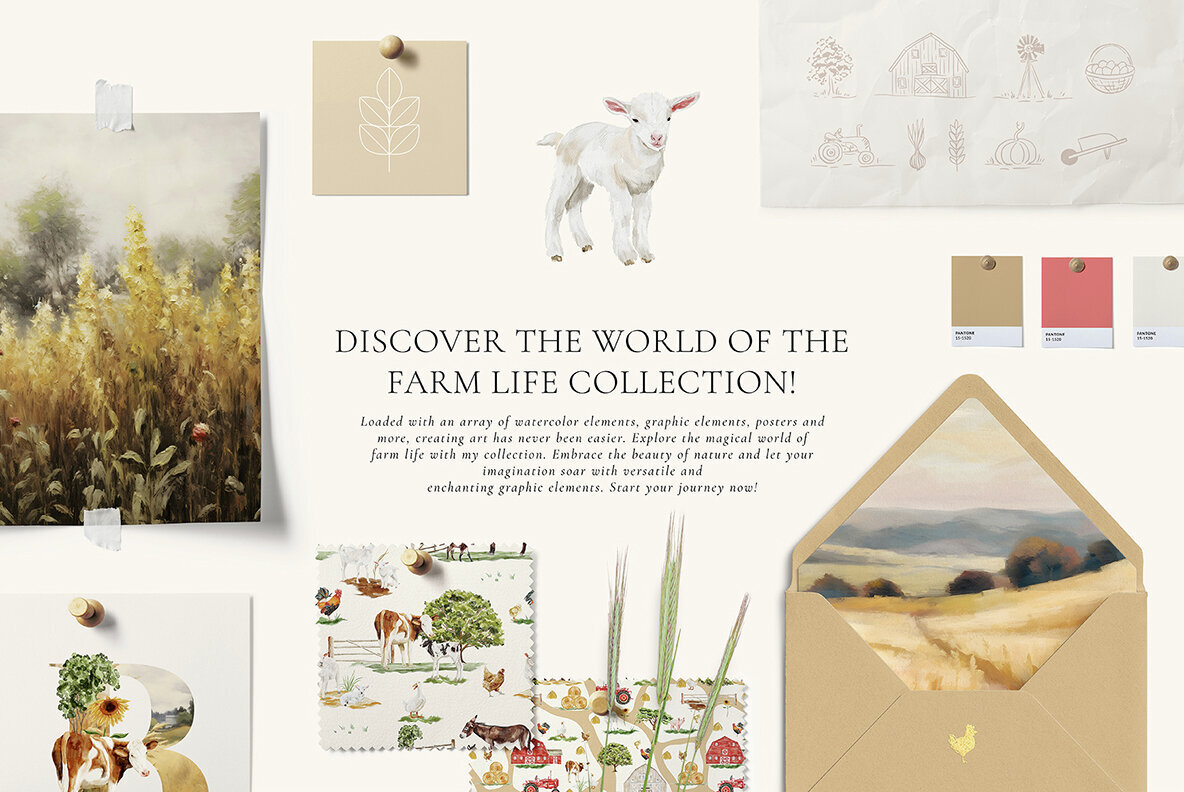 Farm Life Animals Watercolor Collection 2