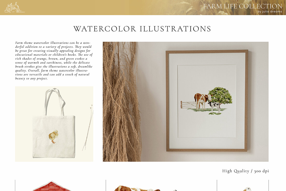 Farm Life Animals Watercolor Collection 8