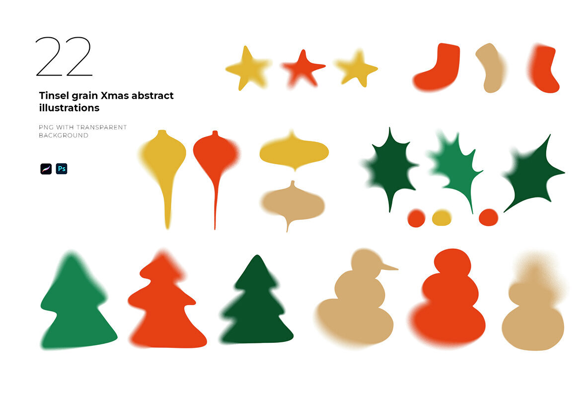 Tinsel Christmas Themed Shapes and Composition 2