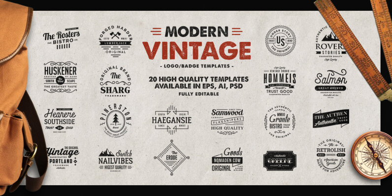 Modern Vintage Logo   Badge Templates