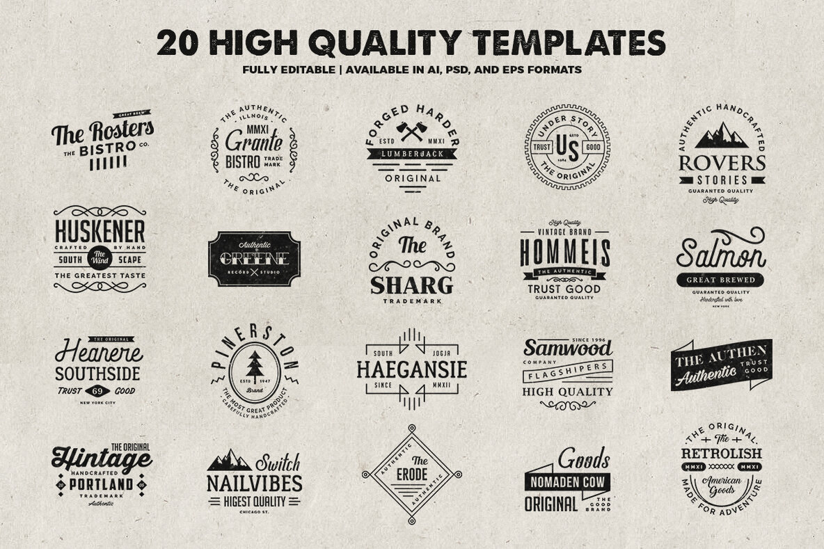 Modern Vintage Logo   Badge Templates 2