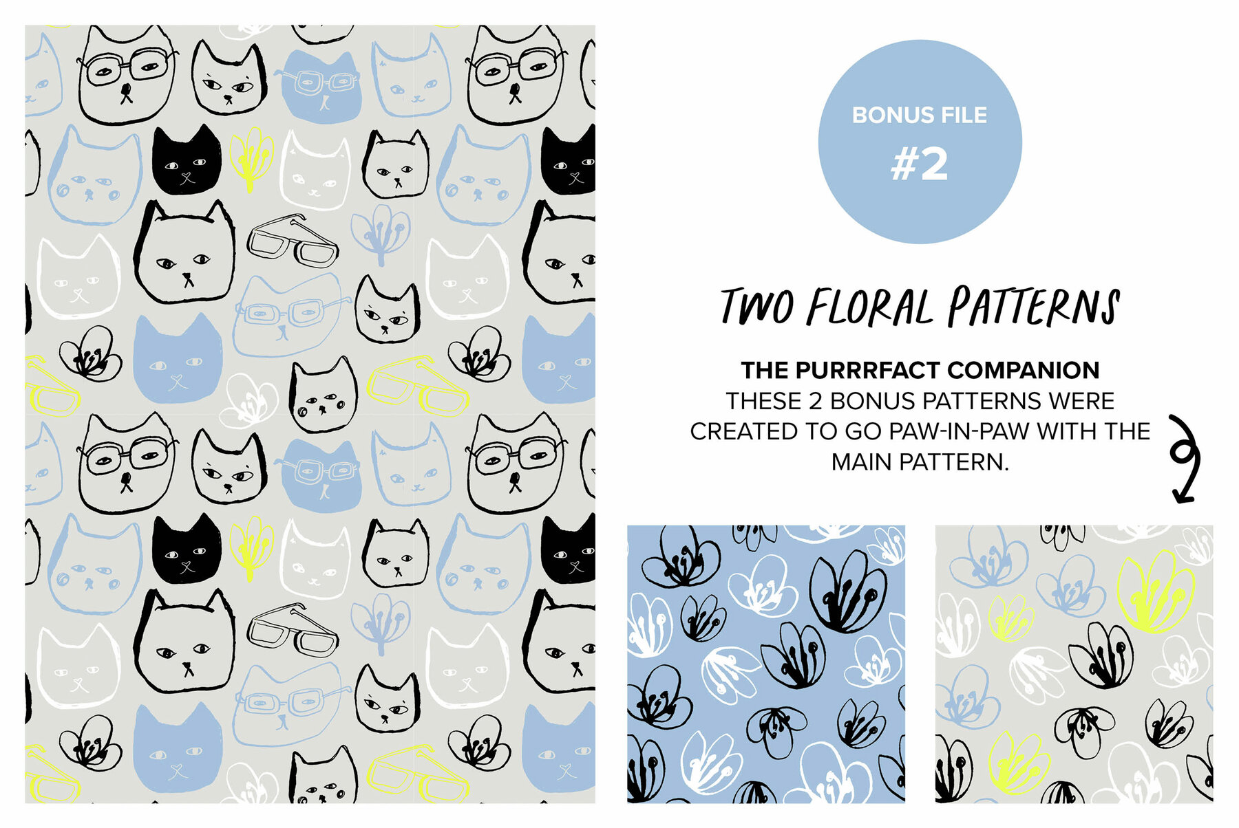 Pawsome Cats Seamless Pattern   Illustrations 6