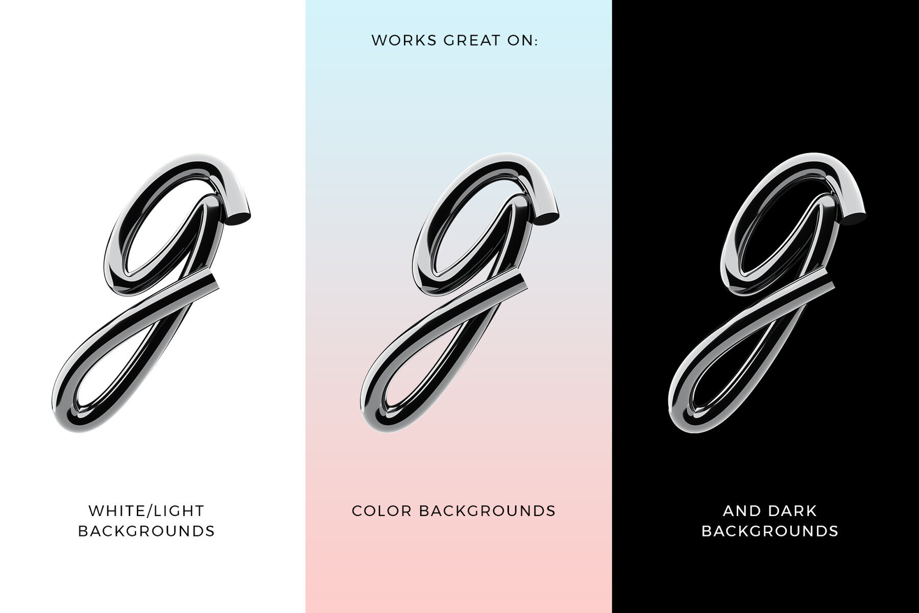 Chrome 3D Lettering set 3