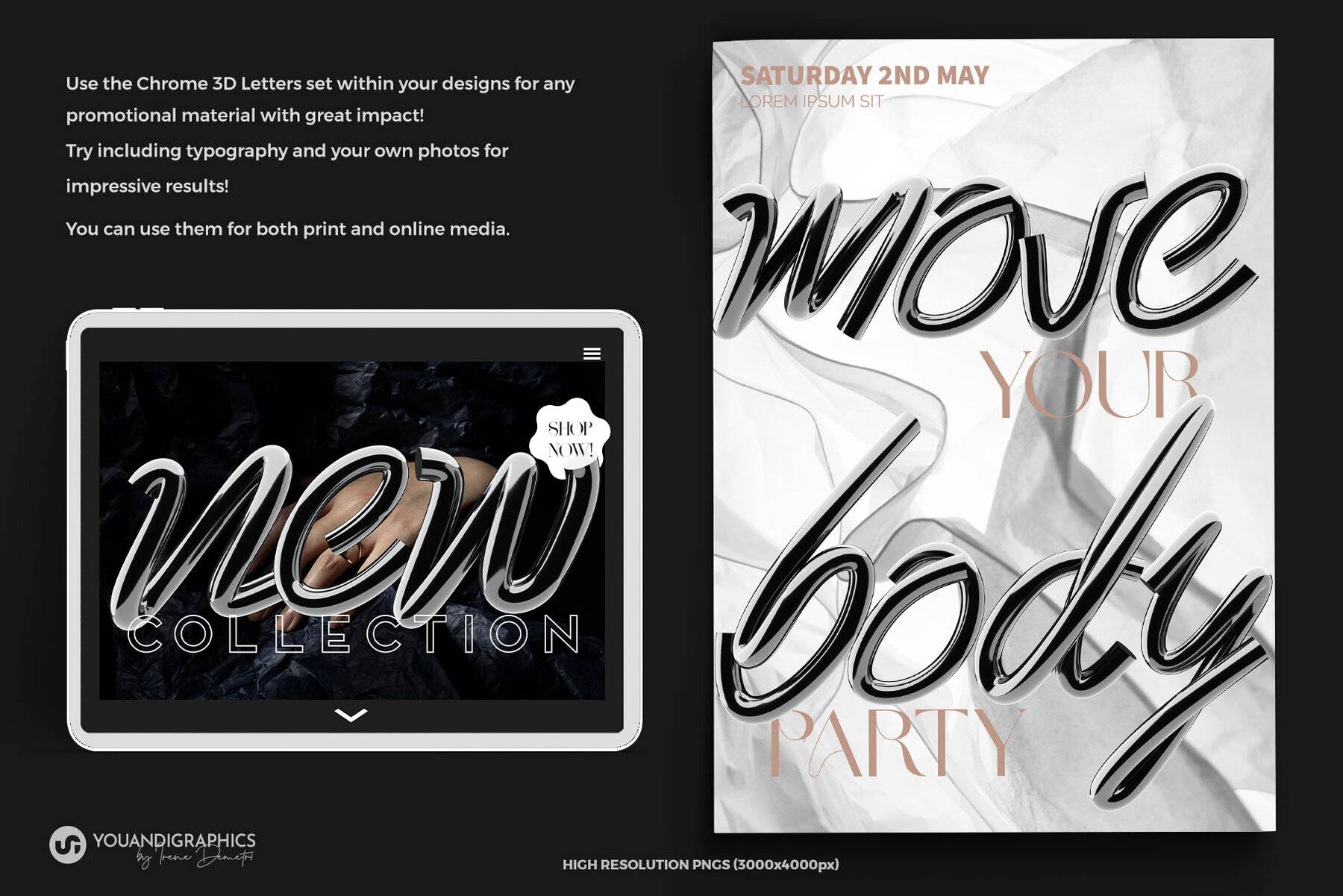 Chrome 3D Lettering set 7