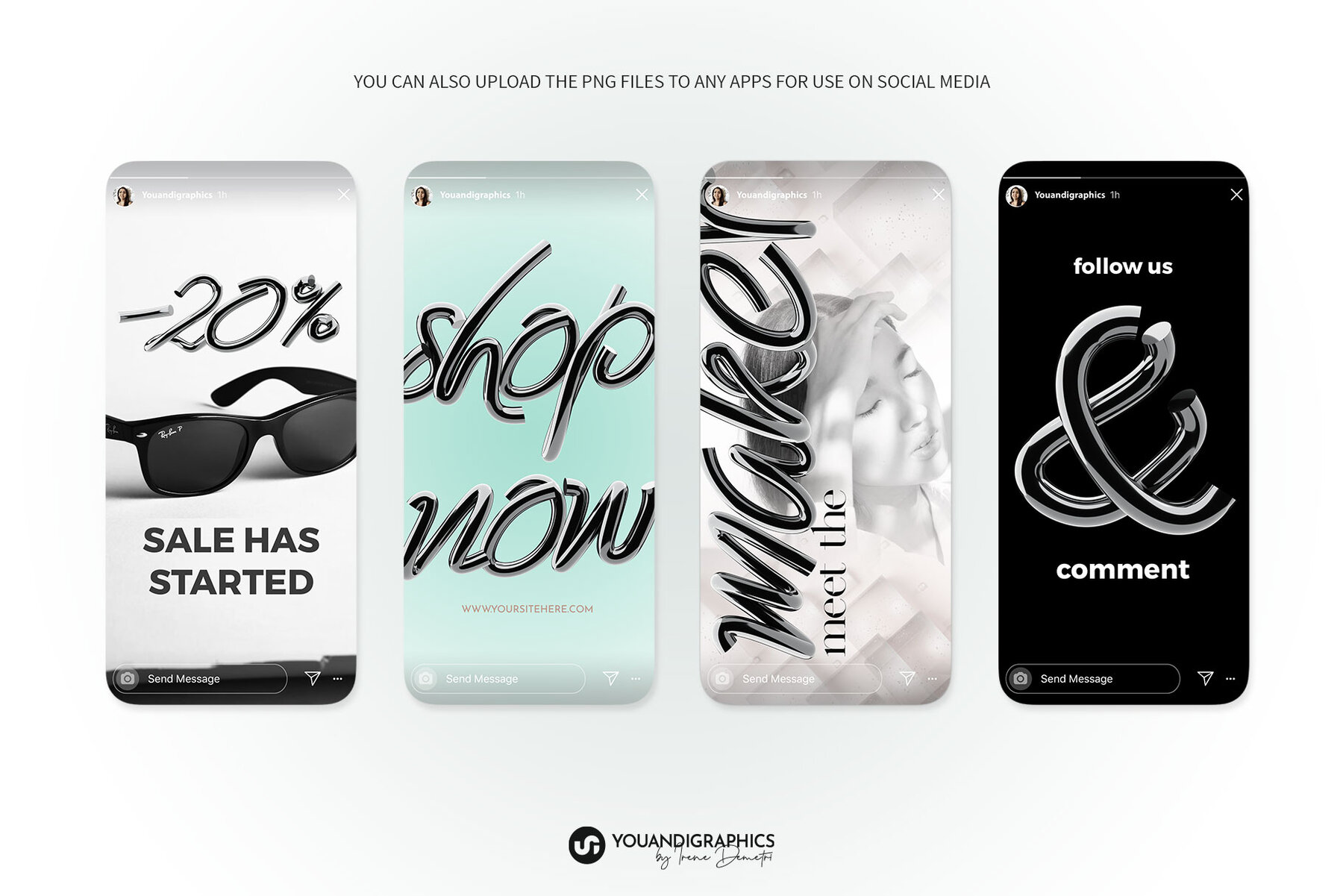 Chrome 3D Lettering set 8