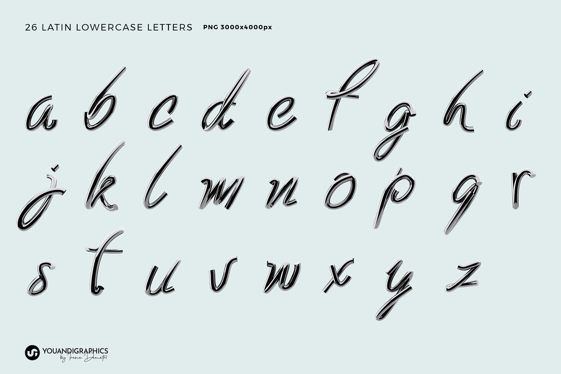 Chrome 3D Lettering set 10