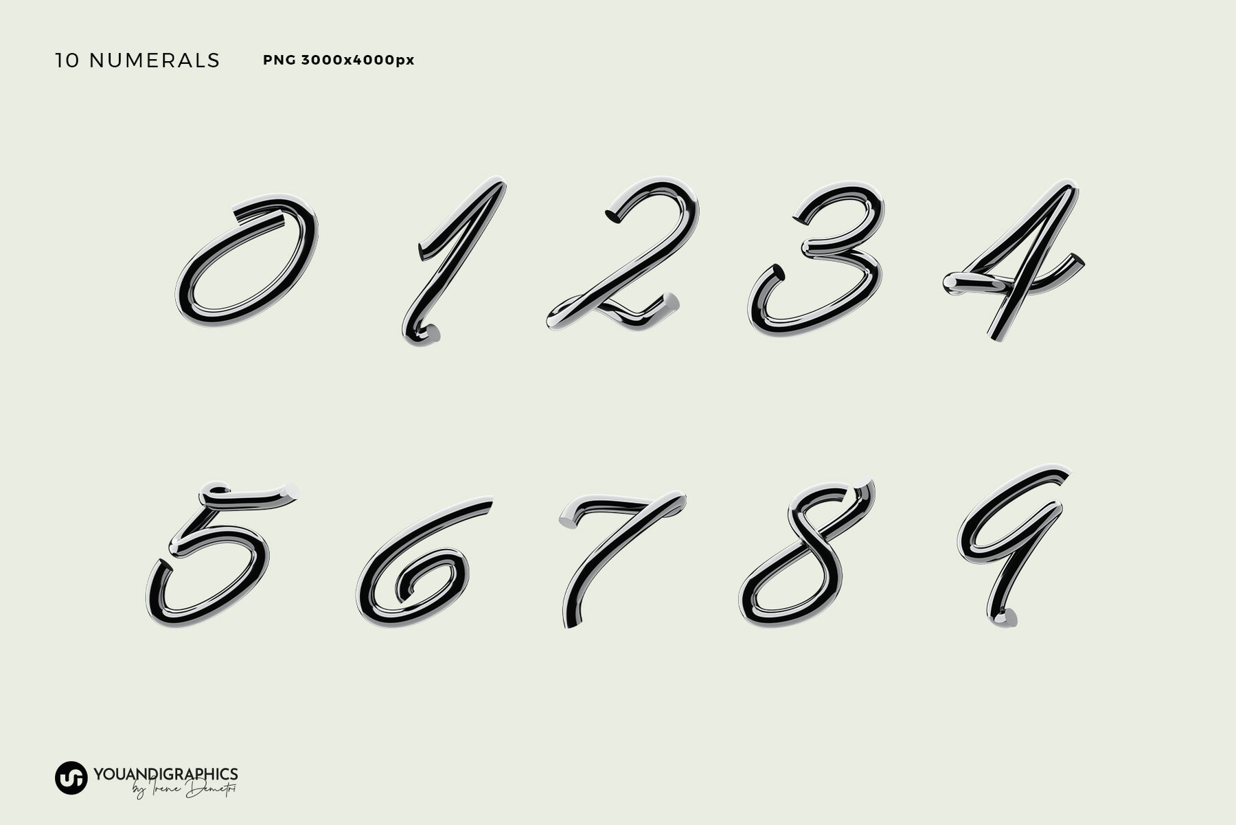 Chrome 3D Lettering set 11