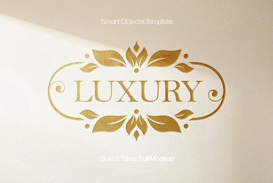 Deluxe Gold  Silver Foil Mockups with Shadow Overlays