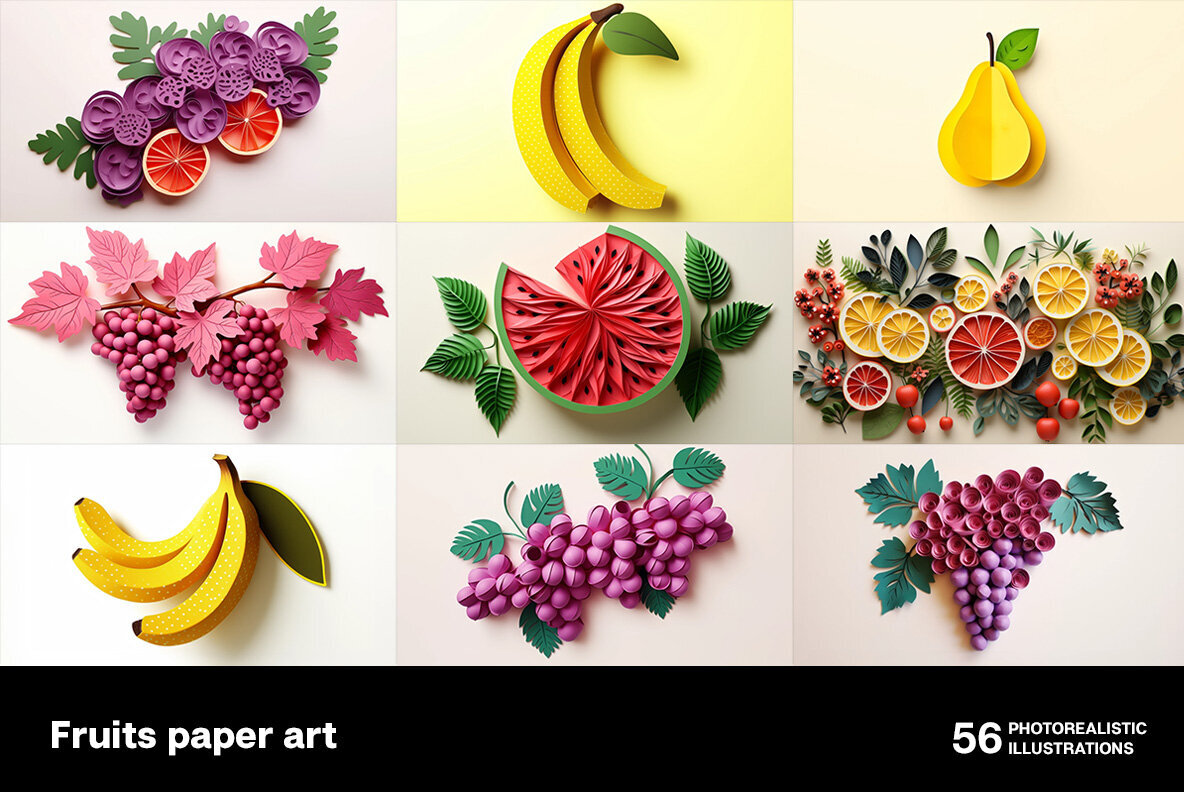 Fruits paper art 2