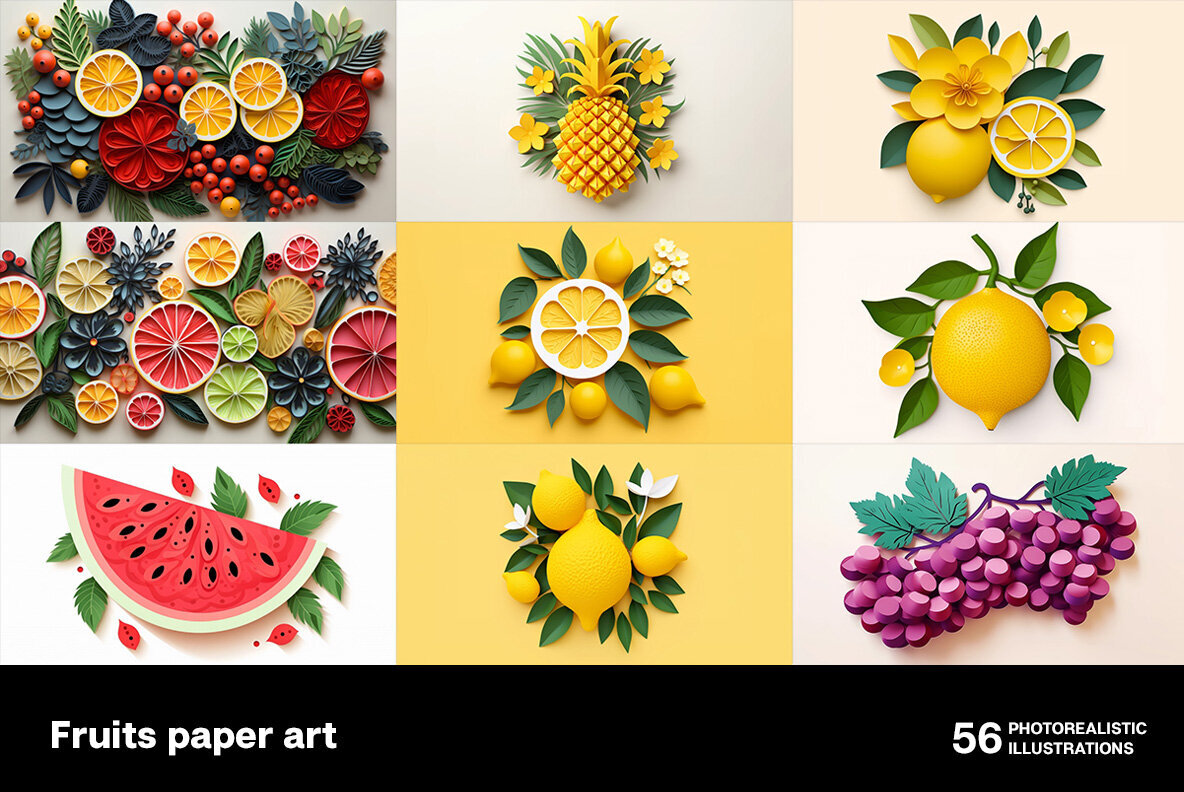 Fruits paper art 3