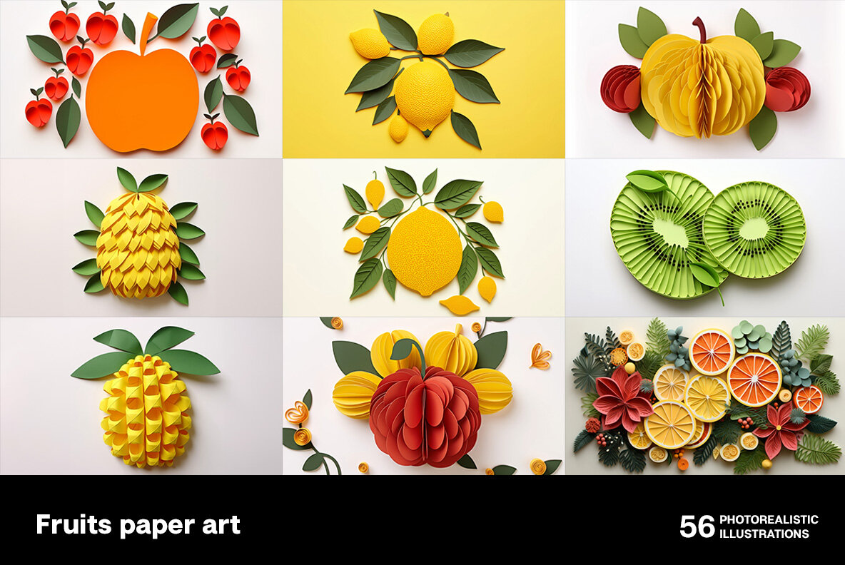 Fruits paper art 4