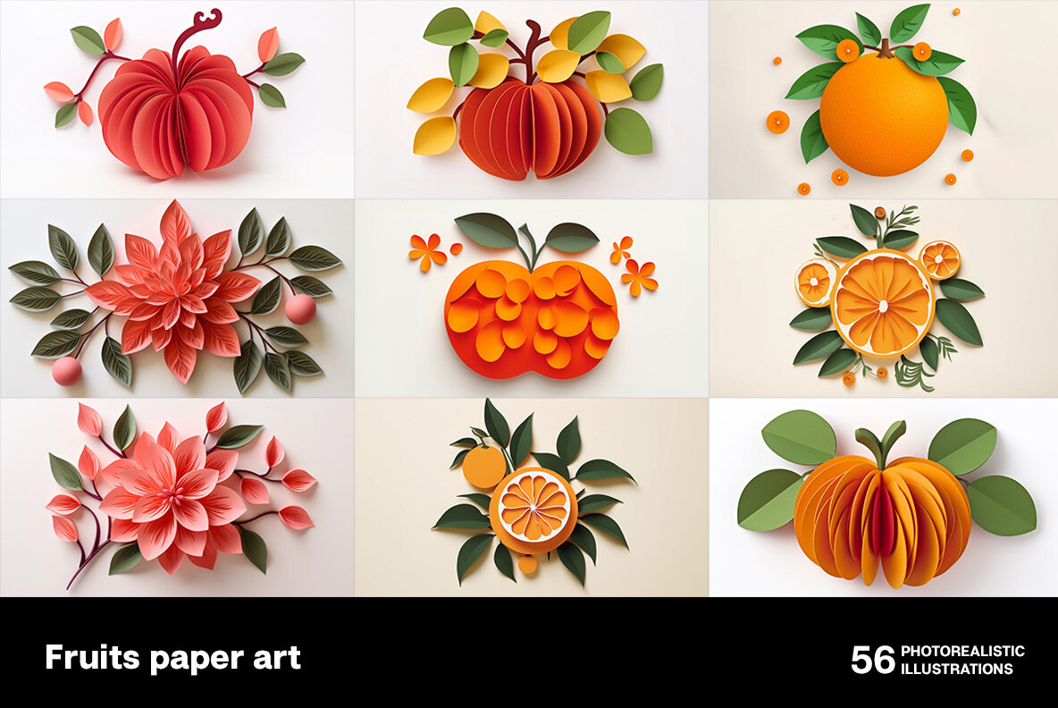 Fruits paper art 5