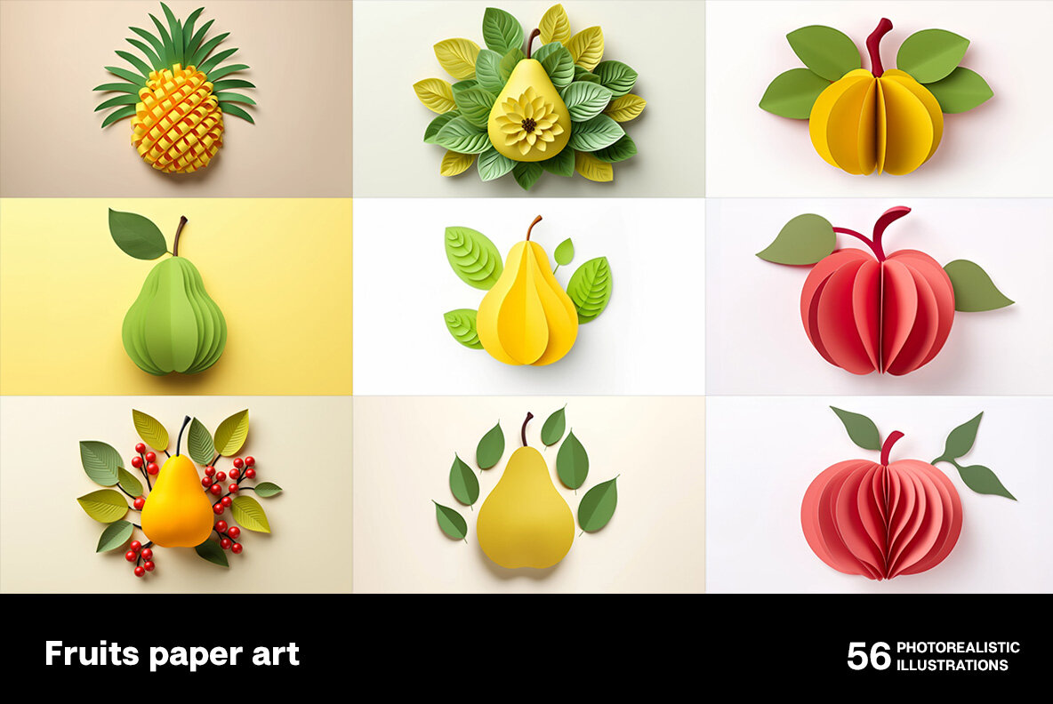 Fruits paper art 6