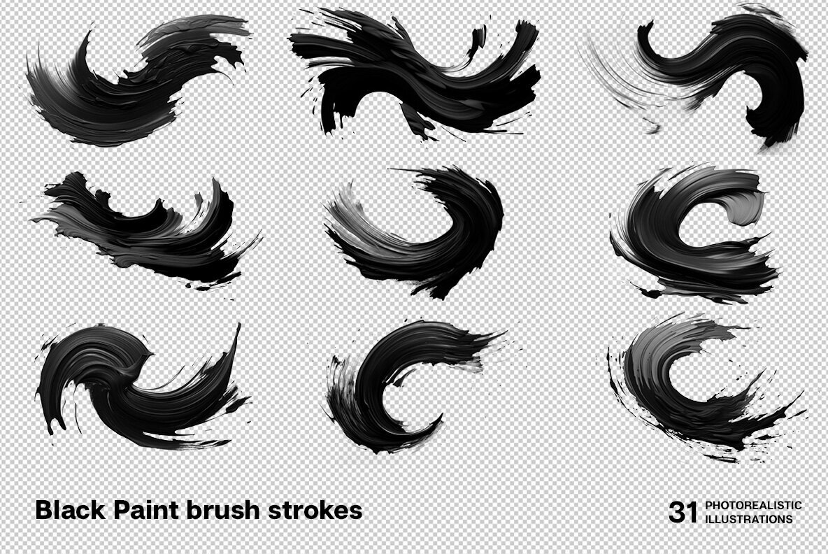 Black Paint Brush Strokes 3