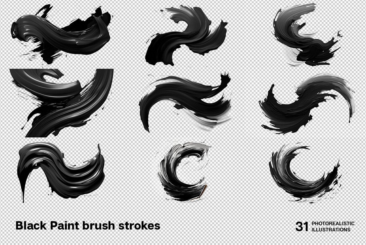 Black Paint Brush Strokes 4