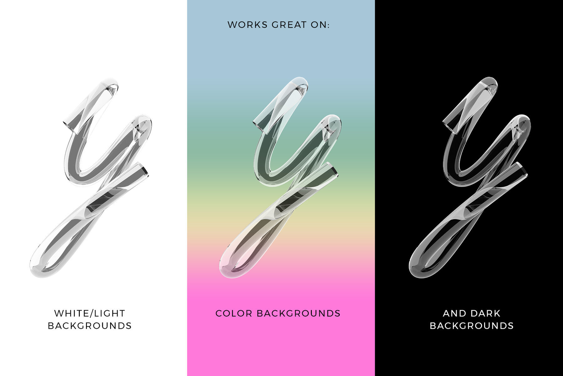 Glass 3D Lettering Set 3