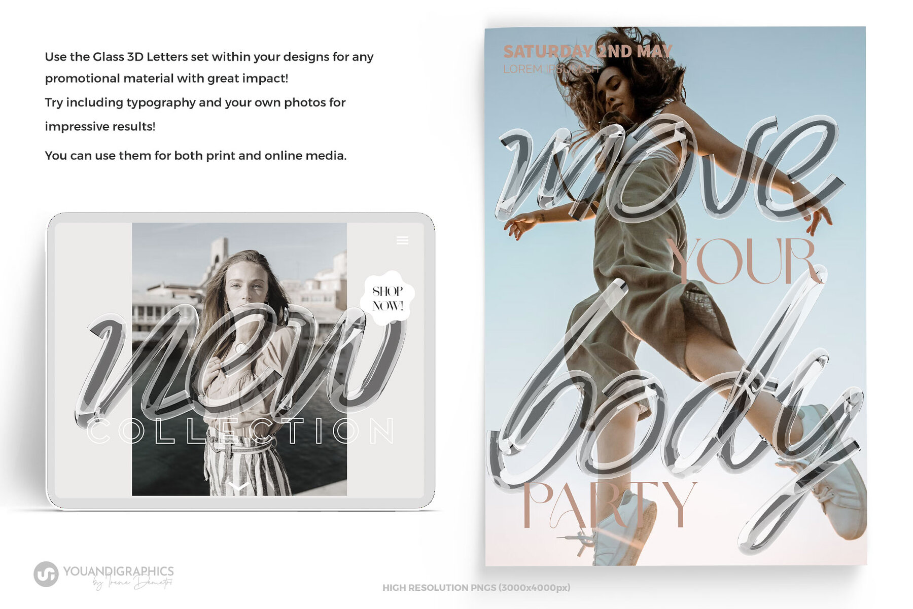 Glass 3D Lettering Set 7