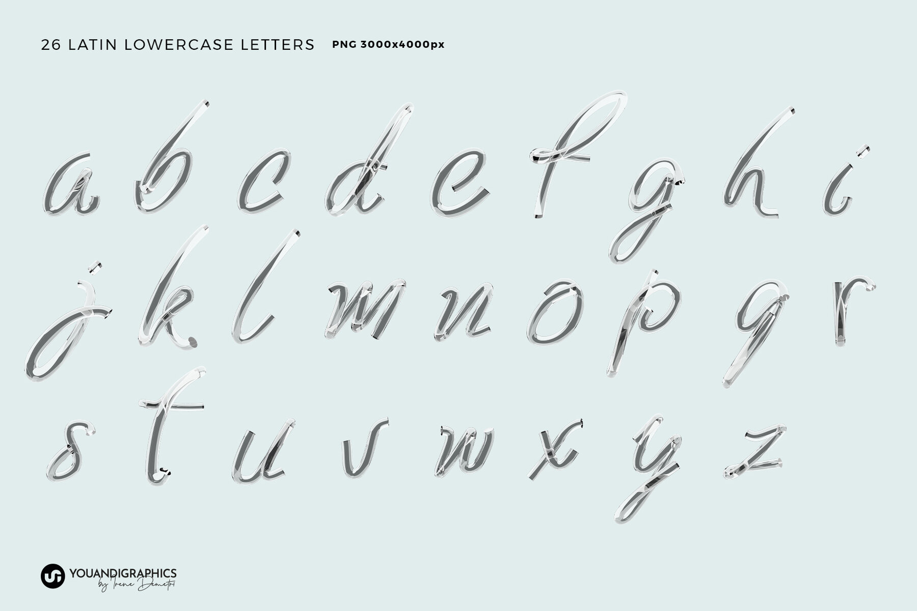 Glass 3D Lettering Set 10