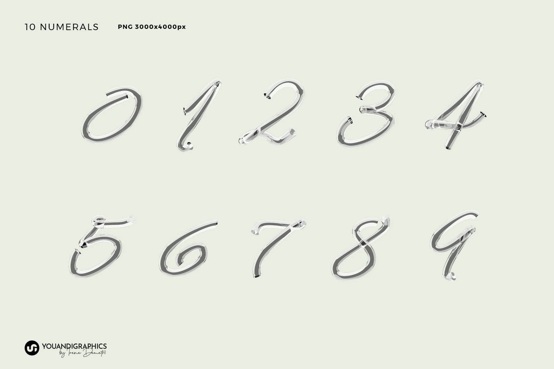 Glass 3D Lettering Set 11