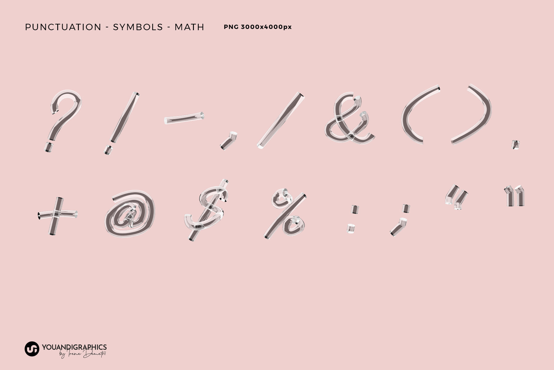 Glass 3D Lettering Set 12