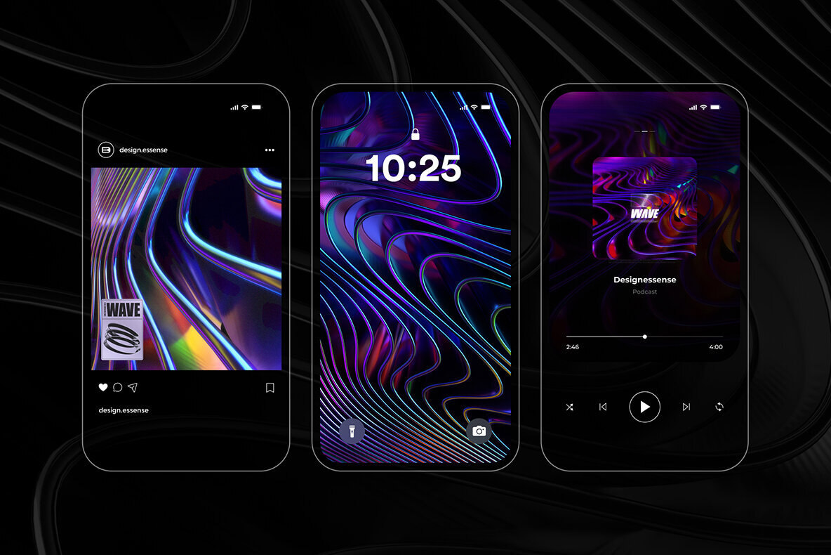 Glossy Waves Backgrounds   Shapes 2