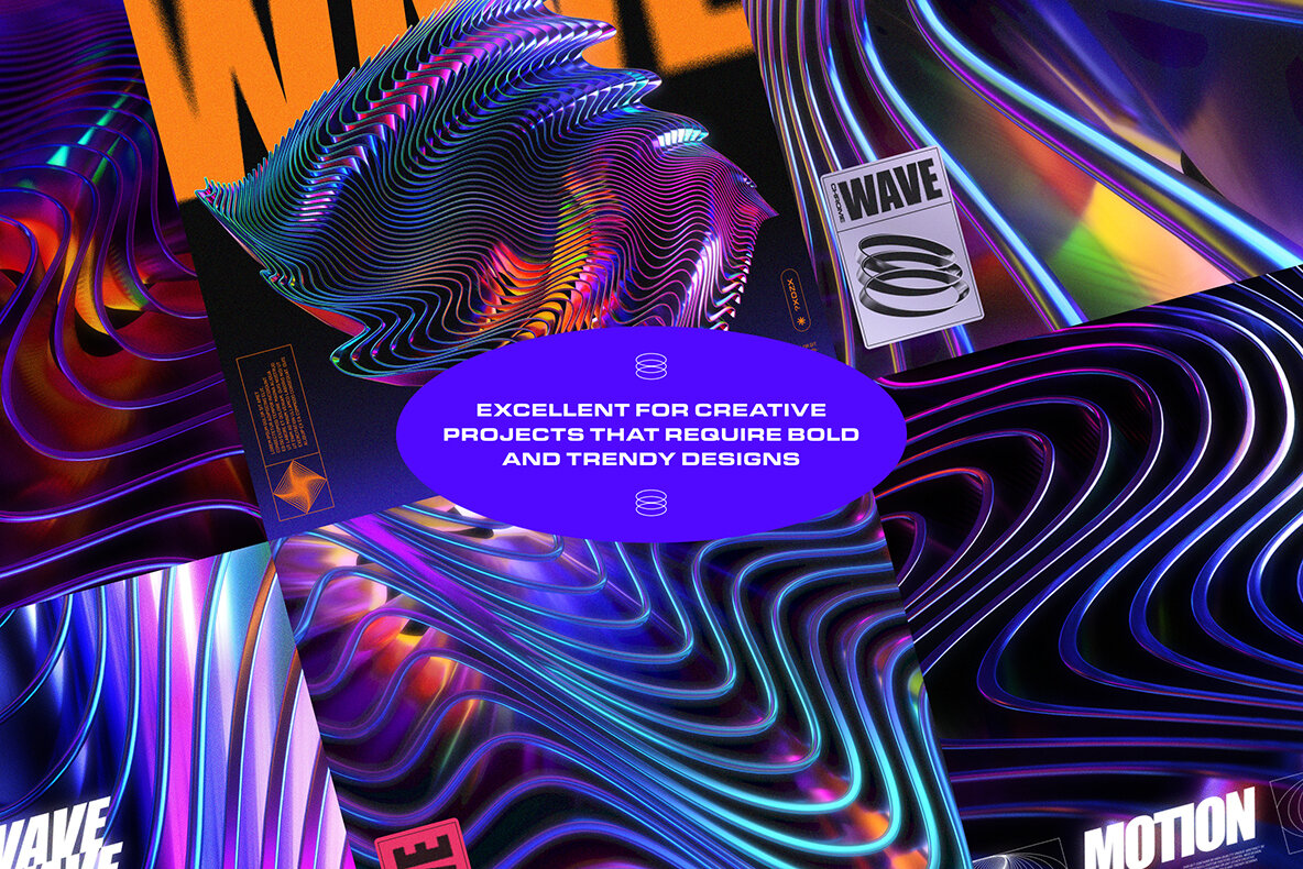 Glossy Waves Backgrounds   Shapes 11