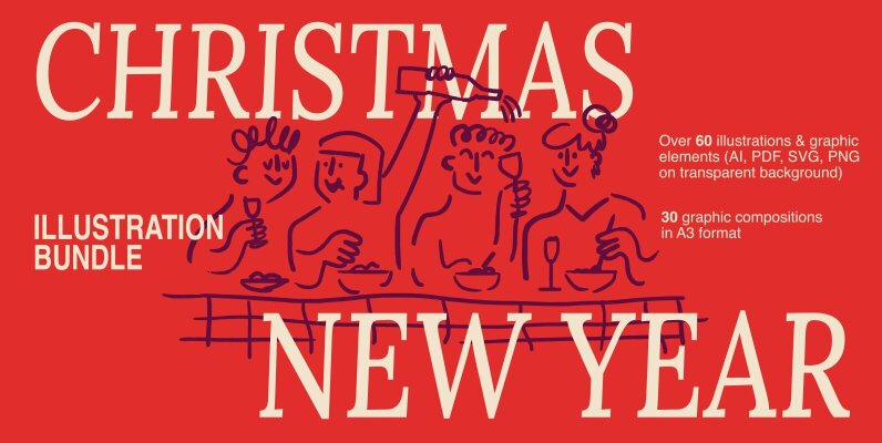 Christmas and New Year   Illustration Bundle
