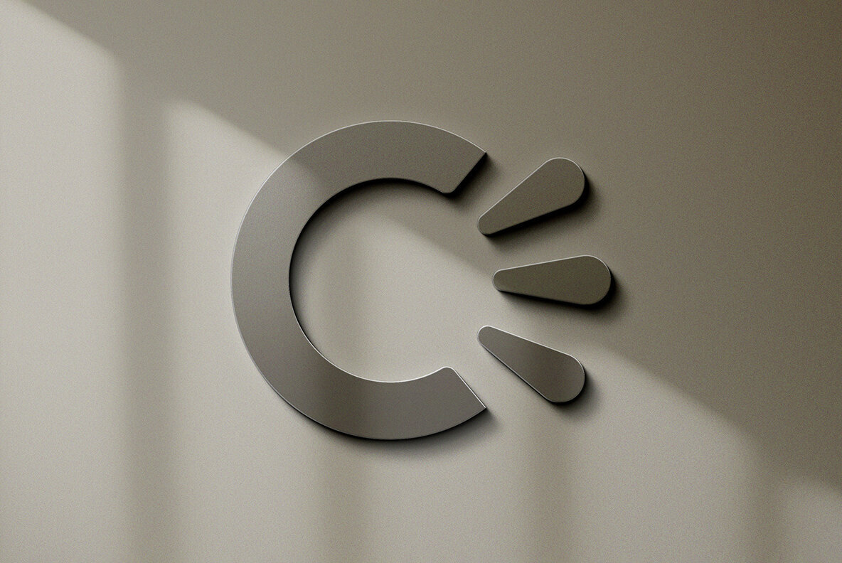Luxury Steel Sign Logo Mockup with Shadow Overlays 3