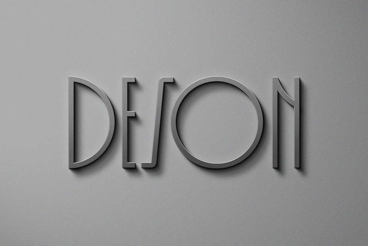 Luxury Steel Sign Logo Mockup with Shadow Overlays 4