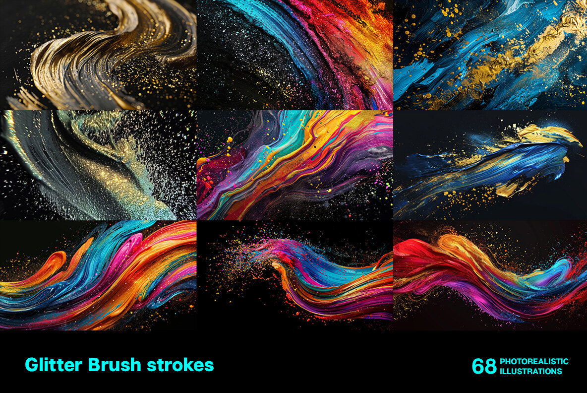 Glitter brush strokes 1