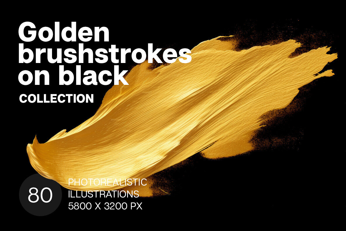 Golden brush strokes on black 1