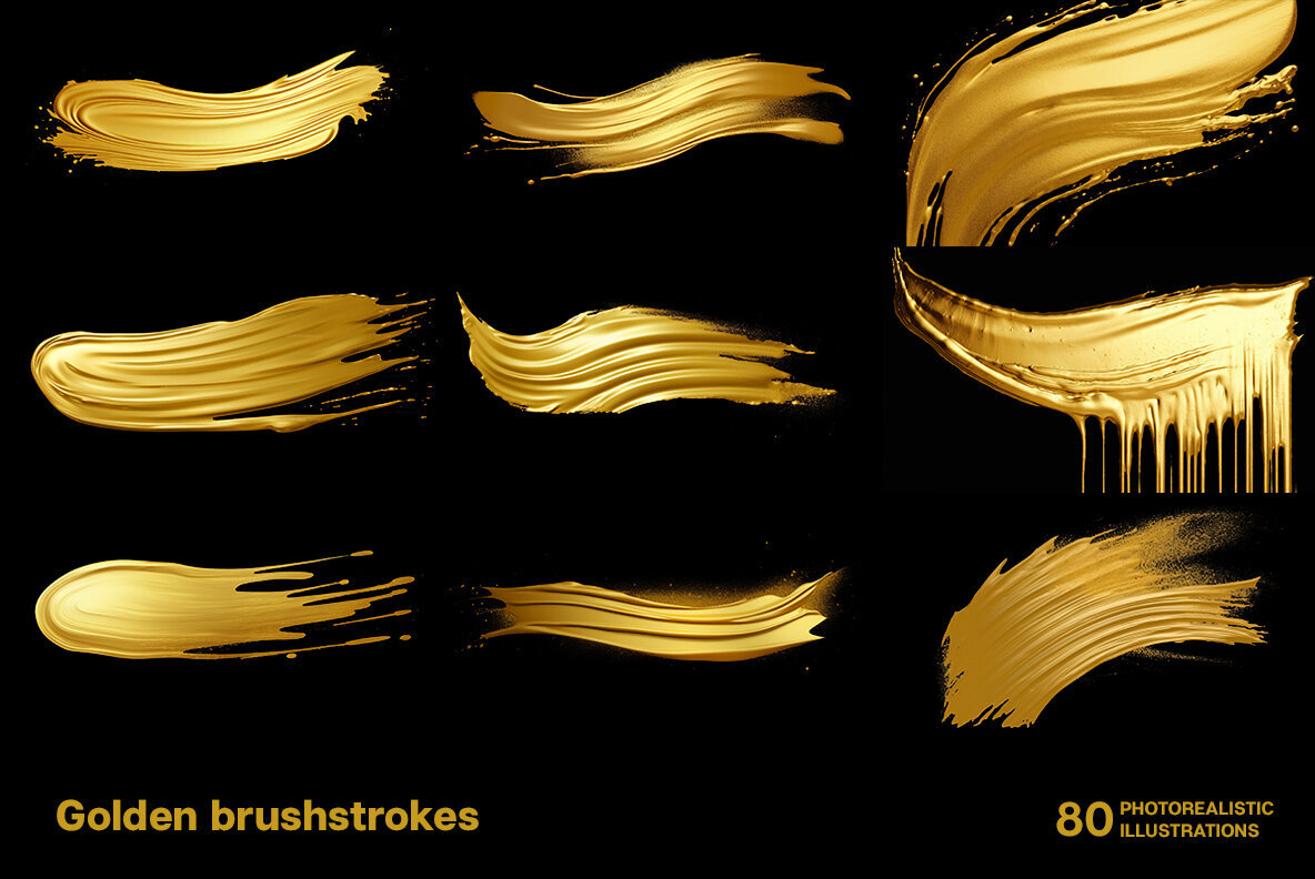 Golden brush strokes on black 2