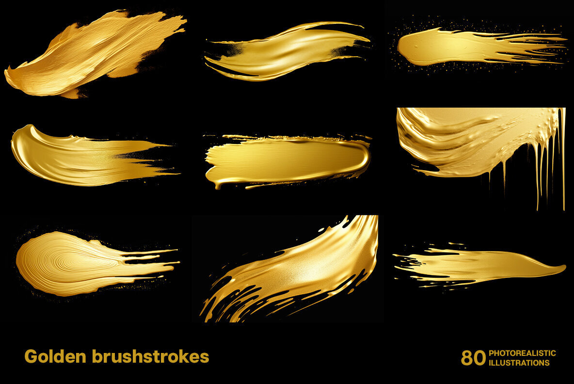 Golden brush strokes on black 3
