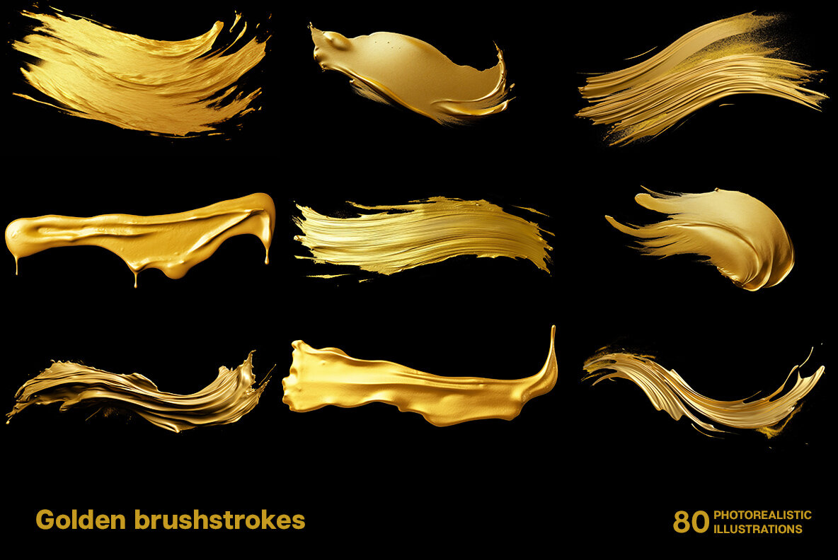 Golden brush strokes on black 4