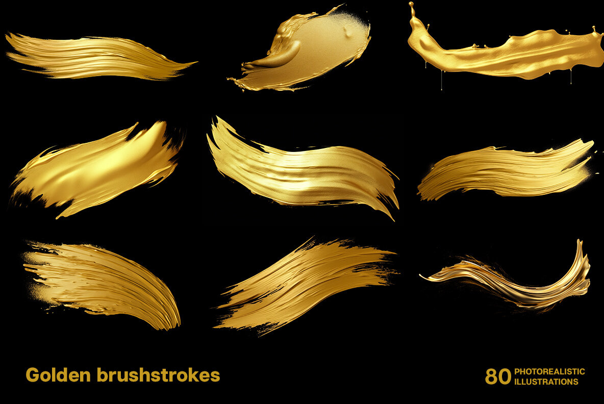 Golden brush strokes on black 5
