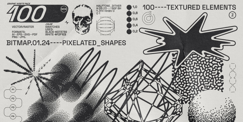 100 Textured Abstract Shapes