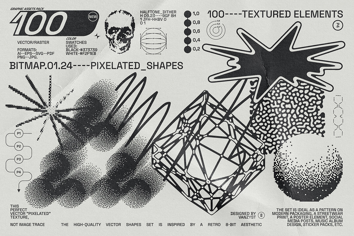 100 Textured Abstract Shapes 1