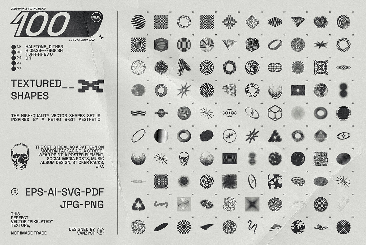 100 Textured Abstract Shapes 2