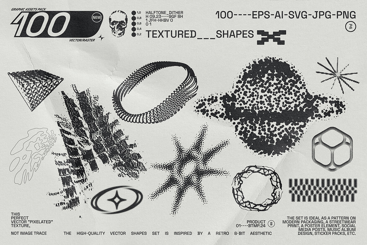 100 Textured Abstract Shapes 3