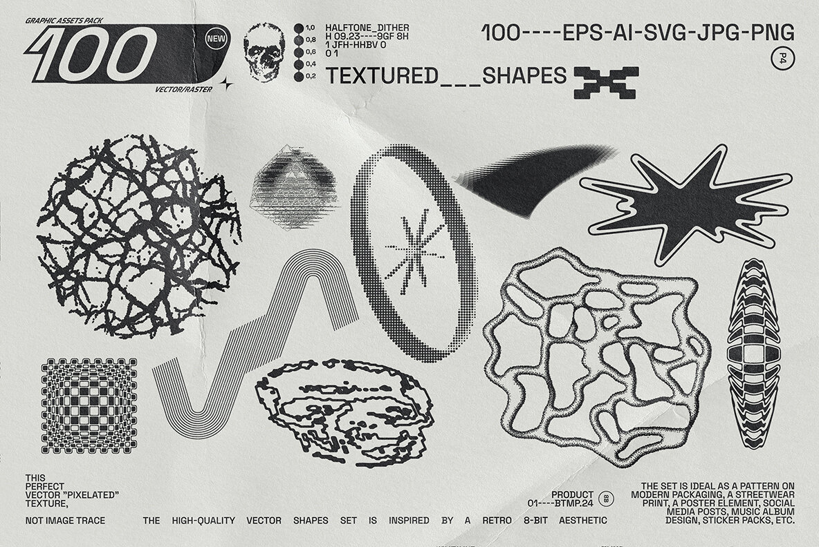 100 Textured Abstract Shapes 7