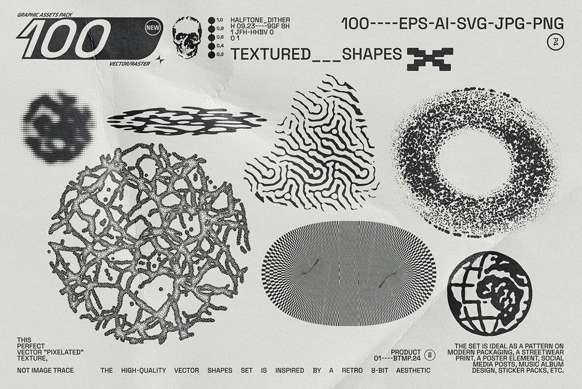 100 Textured Abstract Shapes 9