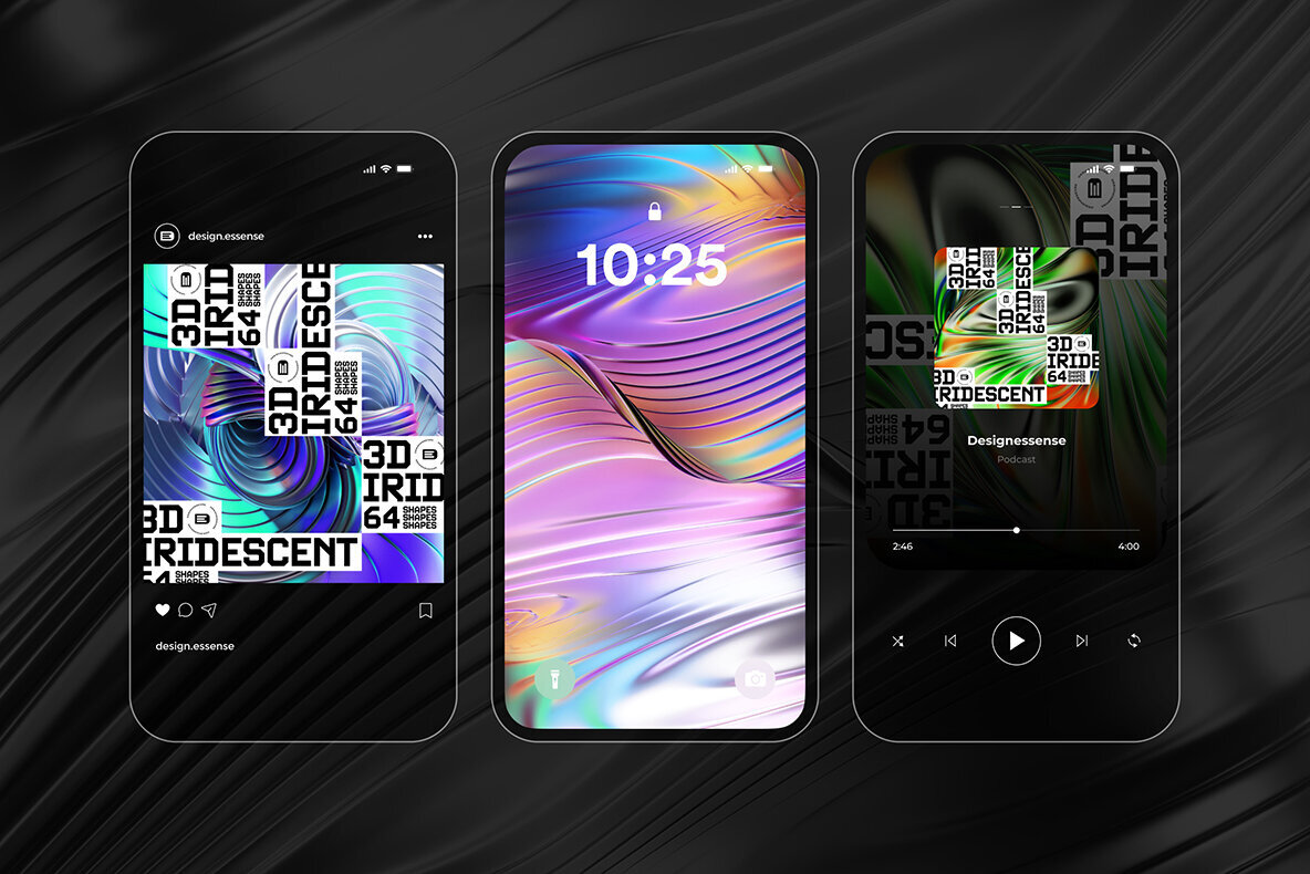 3D Iridescent HD Shapes 2