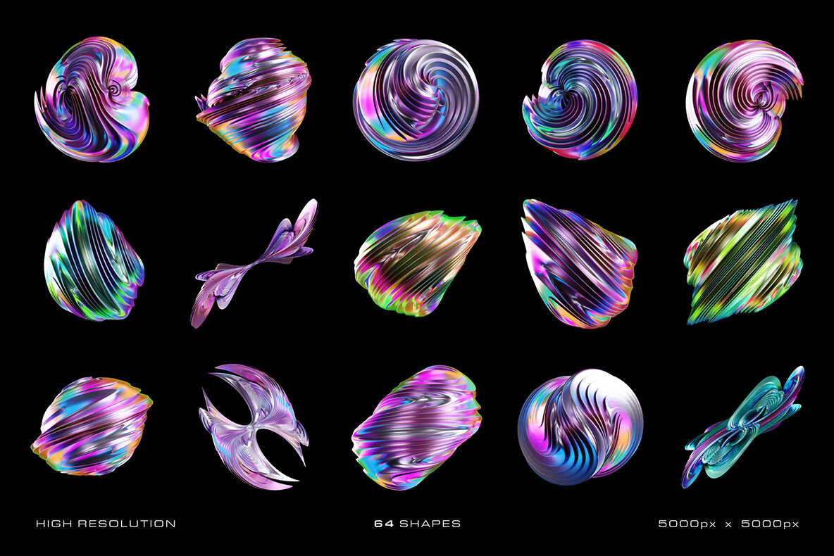 3D Iridescent HD Shapes 5