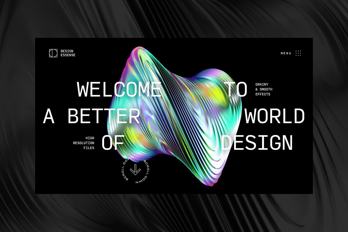 3D Iridescent HD Shapes 8