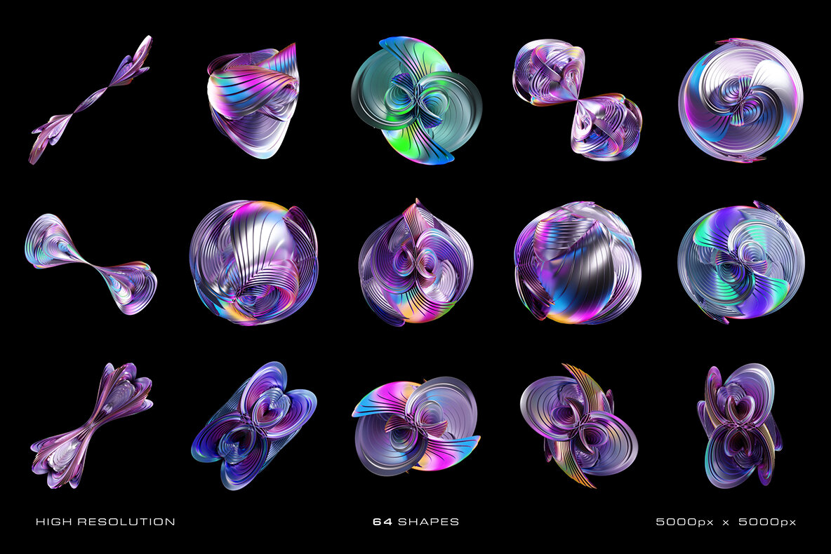 3D Iridescent HD Shapes 9