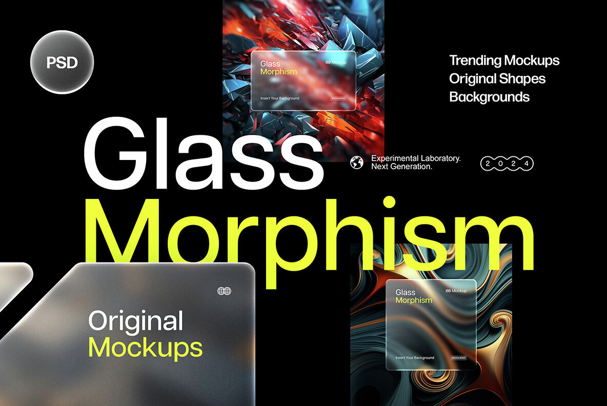 Glass Morphism Frosted Mockups 1